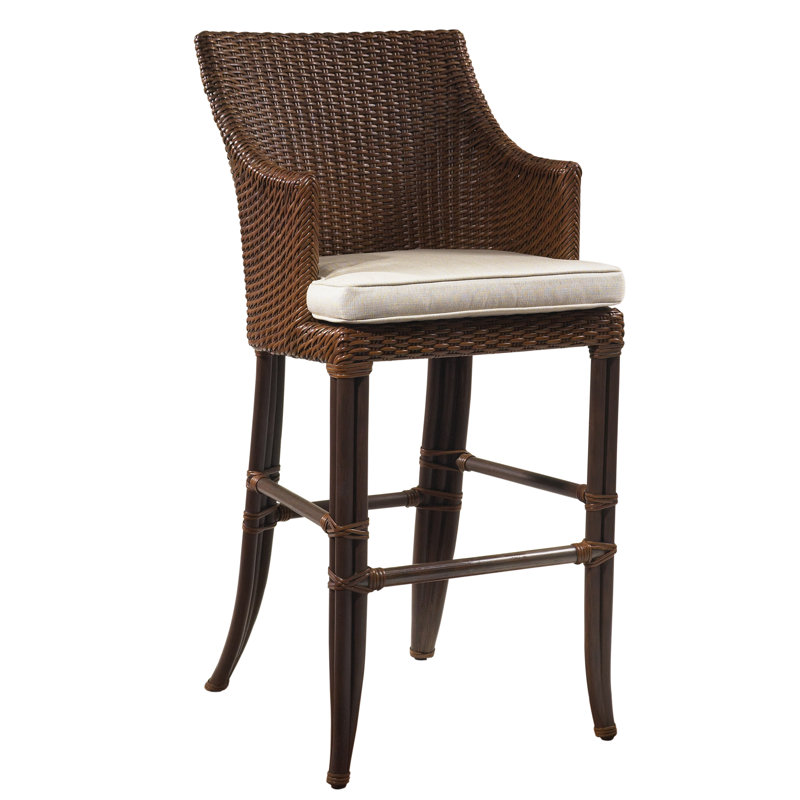 Padmas Plantation Outdoor Palm Beach 31.5" Bar Stool with Cushion Wayfair